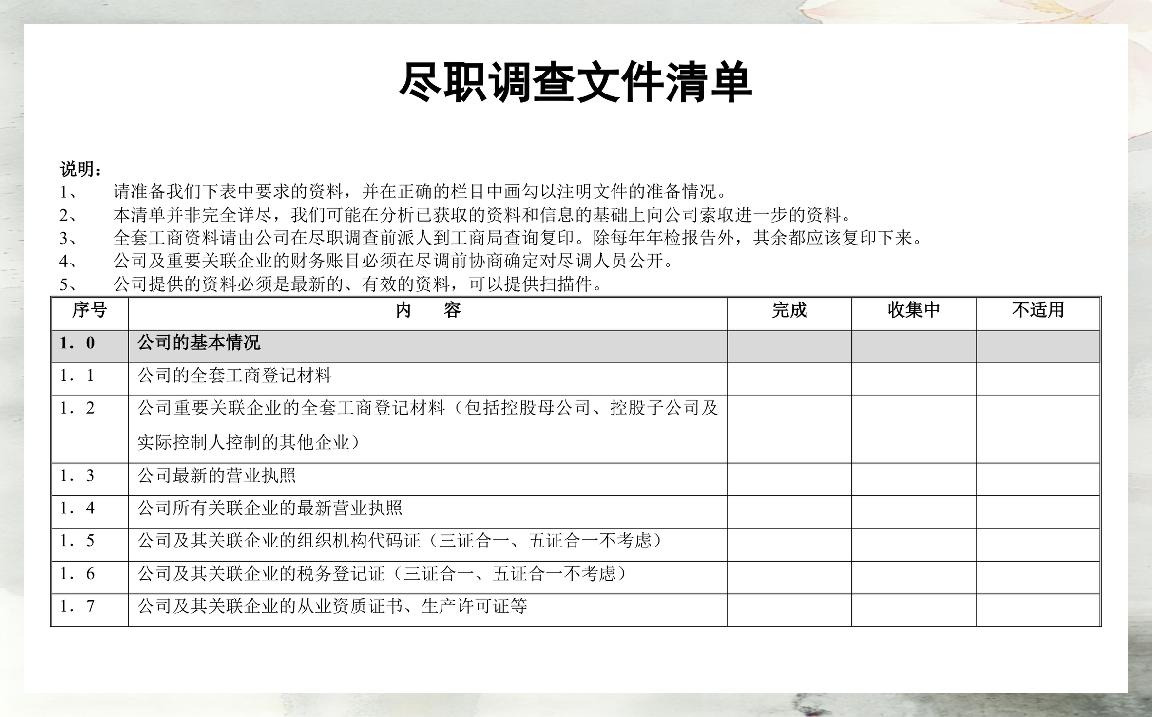 尽调清单模板定制(尽调资料清单如何提供)固原市